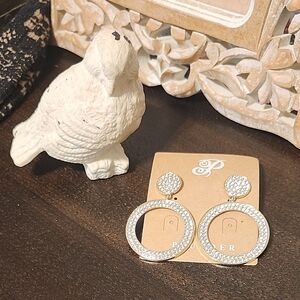 Formal Circle Drop Earrings - Gold Tone